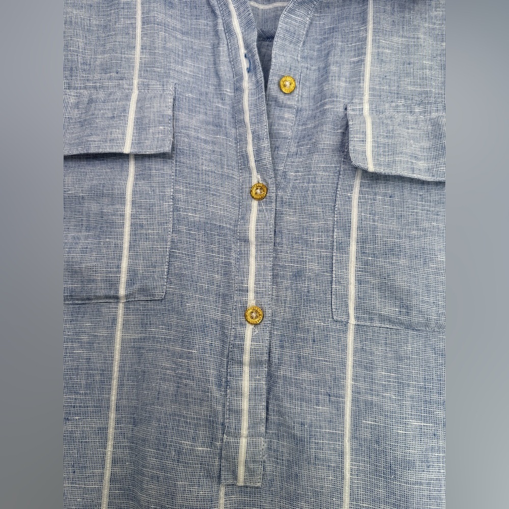 Ellen Tracy Striped Linen Coastal Preppy California Summer Top Size Large - Picture 5 of 9